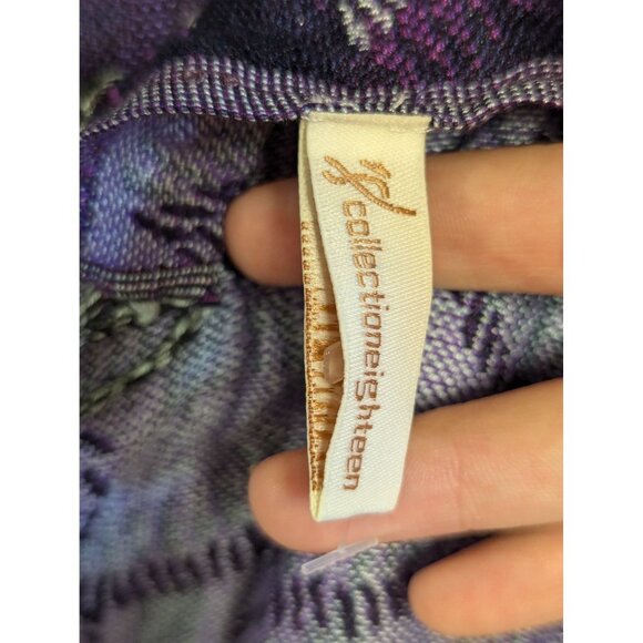 Collection Eighteen Floral Purple & Blue Scarf With Fringe Reversible Shine - Picture 6 of 8